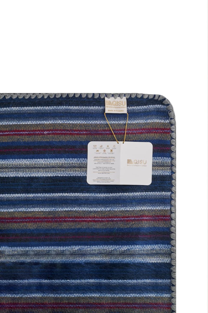 QISU Alpaca Wool Blanket Throw | Large, Beautiful, Warm, Variegated | 85 x 65 inches | Ultra-Soft, Hypoallergenic and Breathable | Non-Itchy or Scratchy (Deep Blue Splash) - Image 5